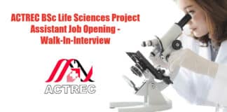 ACTREC BSc Job Opening