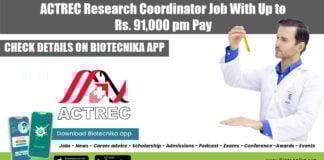 ACTREC Research Coordinator Job