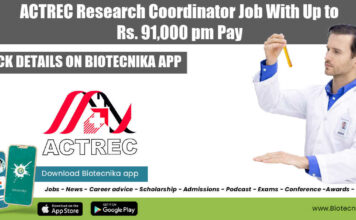 ACTREC Research Coordinator Job