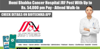 ACTREC Vacancy JRF 2022