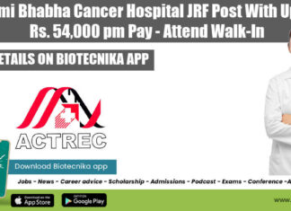 ACTREC Vacancy JRF 2022