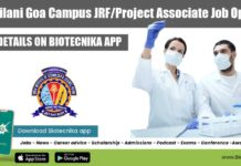 BITS Pilani Goa Campus JRF/Project Associate Job Opening BITS Pilani Research 2022