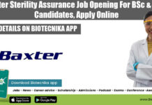 Baxter Sterility Assurance Job Opening For BSc & MSc Candidates, Apply Online Baxter Job Opening