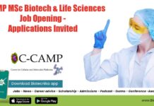 C-CAMP MSc Biotech & Life Sciences Job Opening – Applications Invited C-CAMP MSc Biotech Job