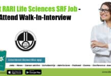 Govt RARI Life Sciences SRF Job – Attend Walk-In-Interview CCRAS-RARI Ministry of AYUSH