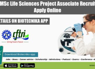 CFTRI Life Sciences Vacancy