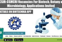 CSIR-CSMCRI Vacancies For Biotech, Botany & Microbiology, Applications Invited CSIR-CSMCRI Vacancies For