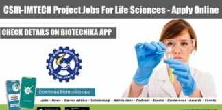 CSIR-IMTECH Project Jobs