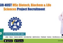 CSIR-NIIST MSc Biotech, Biochem & Life Sciences Project Recruitment CSIR-NIIST Project Associate Vacancy