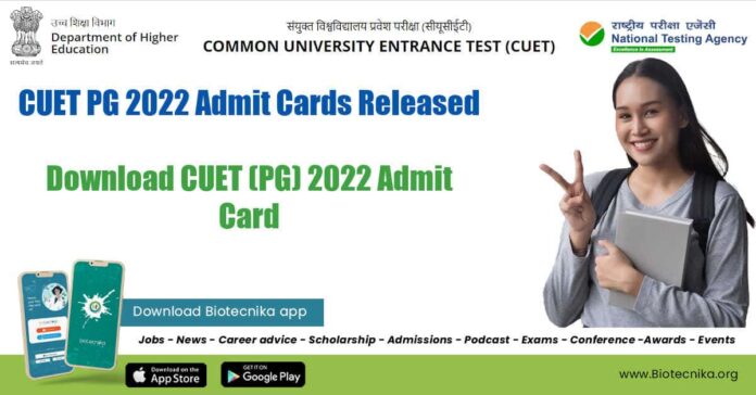 CUET PG 2022 Admit Cards Released