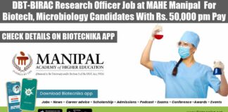 Manipal Research Officer Job
