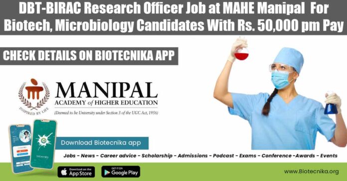 Manipal Research Officer Job