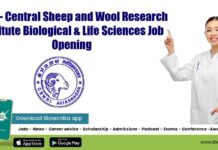 ICAR – Central Sheep and Wool Research Institute Biological & Life Sciences Job Opening ICAR-CSWRI Job Opening