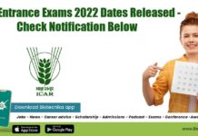 ICAR Entrance Exams Dates