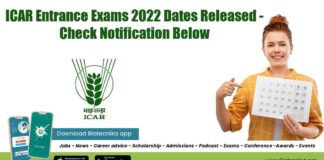 ICAR Entrance Exams Dates