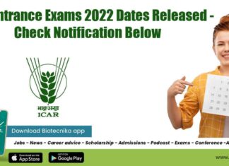 ICAR Entrance Exams Dates