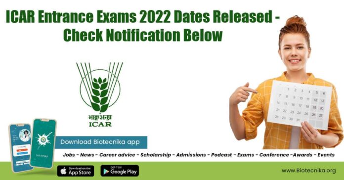 ICAR Entrance Exams Dates