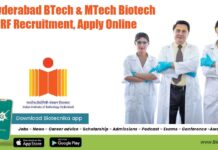 IIT Hyderabad BTech & MTech Biotech JRF Recruitment, Apply Online IIT Hyderabad Biotech JRF