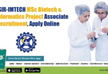 CSIR-IMTECH MSc Biotech & Bioinformatics Project Associate Recruitment, Apply Online IMTECH MSc Project Job-min