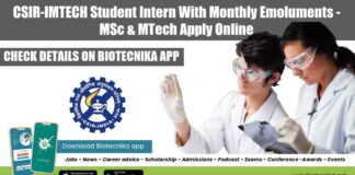 IMTECH Student Intern Recruitment