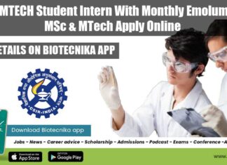 IMTECH Student Intern Recruitment