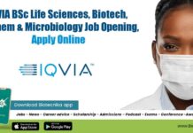 IQVIA BSc Life Sciences, Biotech, Biochem & Microbiology Job Opening, Apply Online IQVIA BSc Job Opening