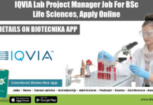 IQVIA Lab Project Manager Job For BSc Life Sciences, Apply Online IQVIA Jobs Bengaluru