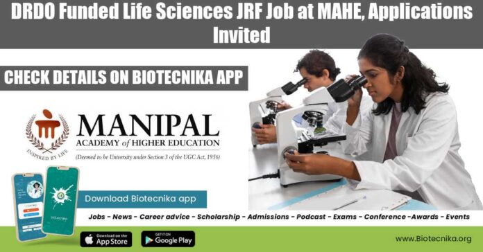 MAHE Manipal JRF Job
