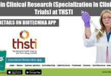 MSc in Clinical Research (Specialization In Clinical Trials) at THSTI MSc in Clinical Research