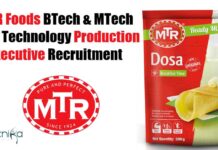 MTR Foods BTech & MTech Food Technology Production Executive Recruitment MTR Foods Food Tech