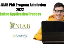 DBT-NIAB PhD Program Admission 2022 – Online Application Process NIAB PhD Admission 2022