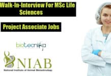 NIAB Walk-In-Interview For MSc Life Sciences – Project Associate Jobs NIAB Project Jobs 2022