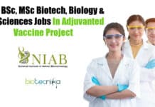 NIAB BSc, MSc Biotech, Biology & Life Sciences Jobs In Adjuvanted Vaccine Project NIAB Project Openings 2022