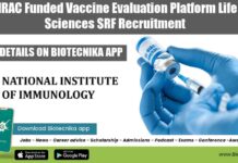 BIRAC Funded Vaccine Evaluation Platform Life Sciences SRF Recruitment NII 2022 SRF Vacancy