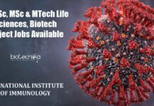 NII BSc, MSc & MTech Life Sciences, Biotech Project Jobs Available NII BSc Project Jobs