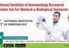 National Institute of Immunology Research Associate Job For Biotech & Biological Sciences NII PhD Opening Available