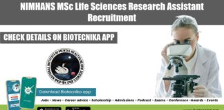 NIMHANS Research Vacancy Opening