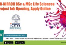ICMR-NIRRCH BSc & MSc Life Sciences Project Job Opening, Apply Online NIRRCH Project Officer Job