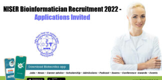 NISER Bioinformatician Recruitment 2022