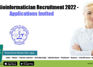 NISER Bioinformatician Recruitment 2022