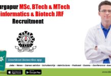 NIT Durgapur MSc, BTech & MTech Bioinformatics & Biotech JRF Recruitment NIT Durgapur Research Job