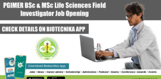 PGIMER BSc Job Opening