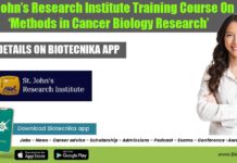 St John’s Research Institute Training Course On ‘Methods in Cancer Biology Research’ SJRI Training Course 2022