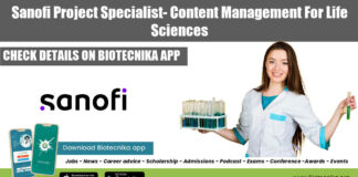 Sanofi Project Specialist Job