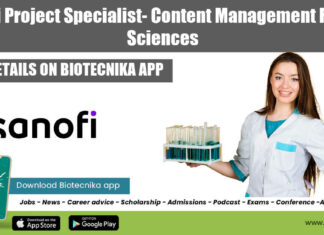 Sanofi Project Specialist Job