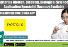 Sartorius Biotech, Biochem, Biological Sciences Application Specialist Vacancy Available Sartorius Scientist Jobs