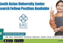 South Asian University Junior Research Fellow Position Available South Asian University JRF