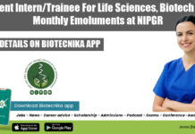 Student Intern/Trainee For Life Sciences, Biotech With Monthly Emoluments at NIPGR Student Intern Jobs