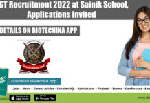 TGT Recruitment 2022 at Sainik School, Applications Invited TGT Recruitment 2022
