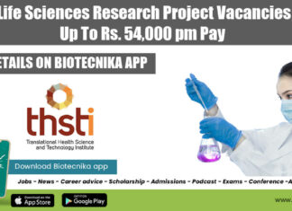 THSTI Research Project Vacancies